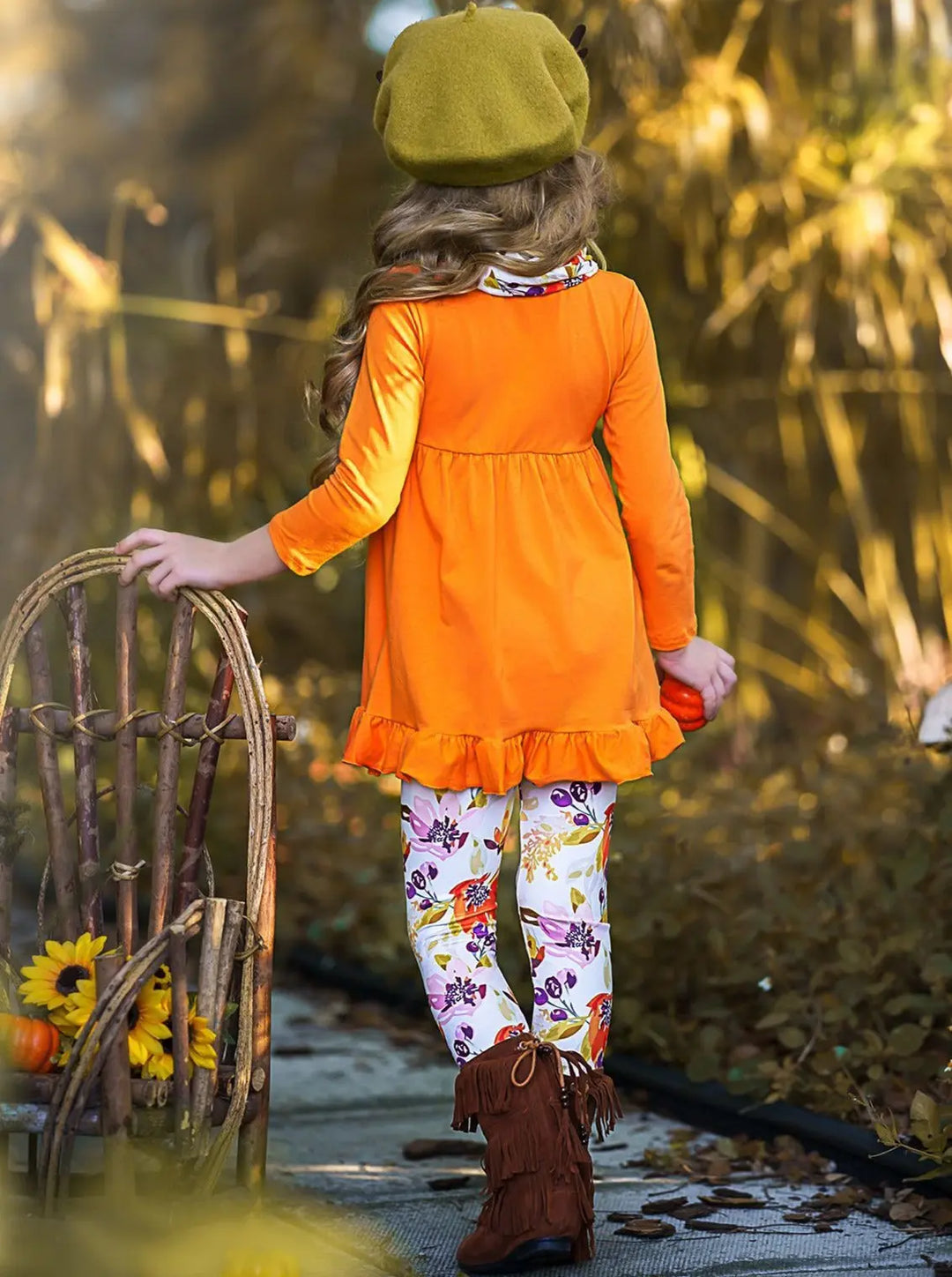 Mia Belle Girls Fall Floral Tunic, Legging & Scarf Set | Girls Sets