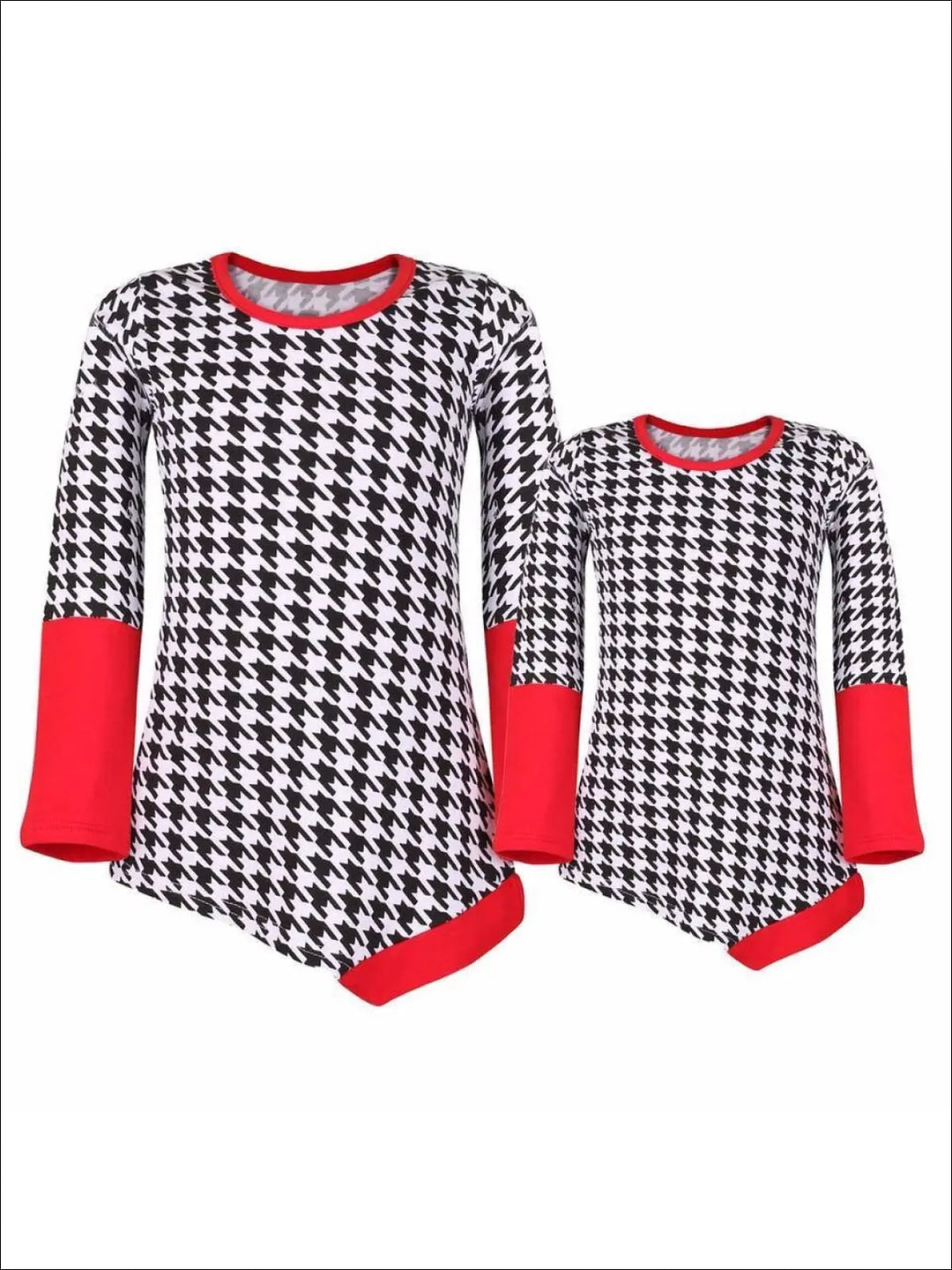Mommy & Me Black & Red Houndstooth Matching Asymmetric Tunic - Mommy & Me Top