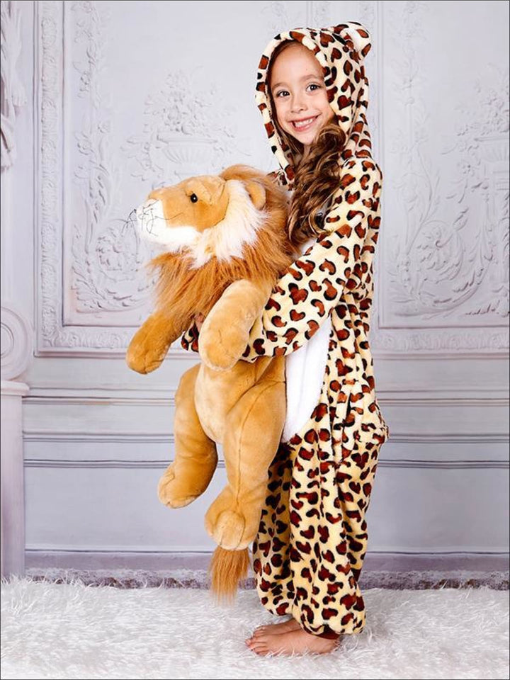 Mommy And Me Fleece Leopard Print Onesie Pajamas