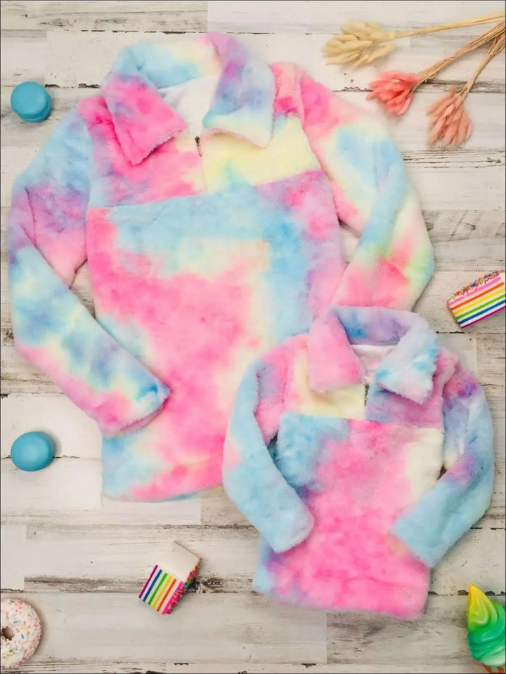 Mommy & Me Tops | Pastel Rainbow Fleece Sweater | Mia Belle Girls