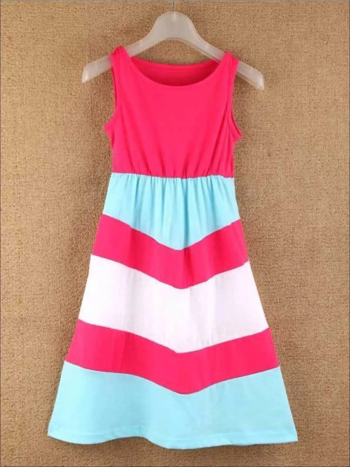 mommy and me maxi dresses Mommy and Me Pink, Blue and White Chevron Maxi Dress – Mia Belle Girls