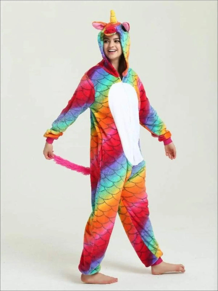 Mommy & Me Rainbow Scale Unicorn Onesie Pajamas - Mia Belle Girls