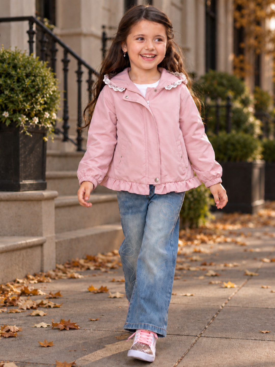 Pretty Petals Pink Ruffle Hooded Jacket