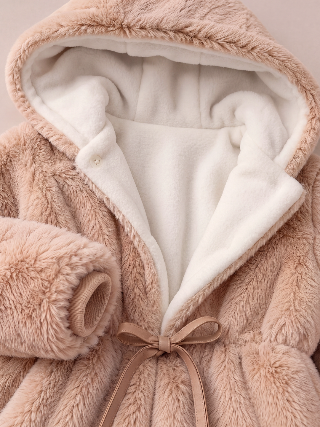 Girls Mink Fur Hooded Coats