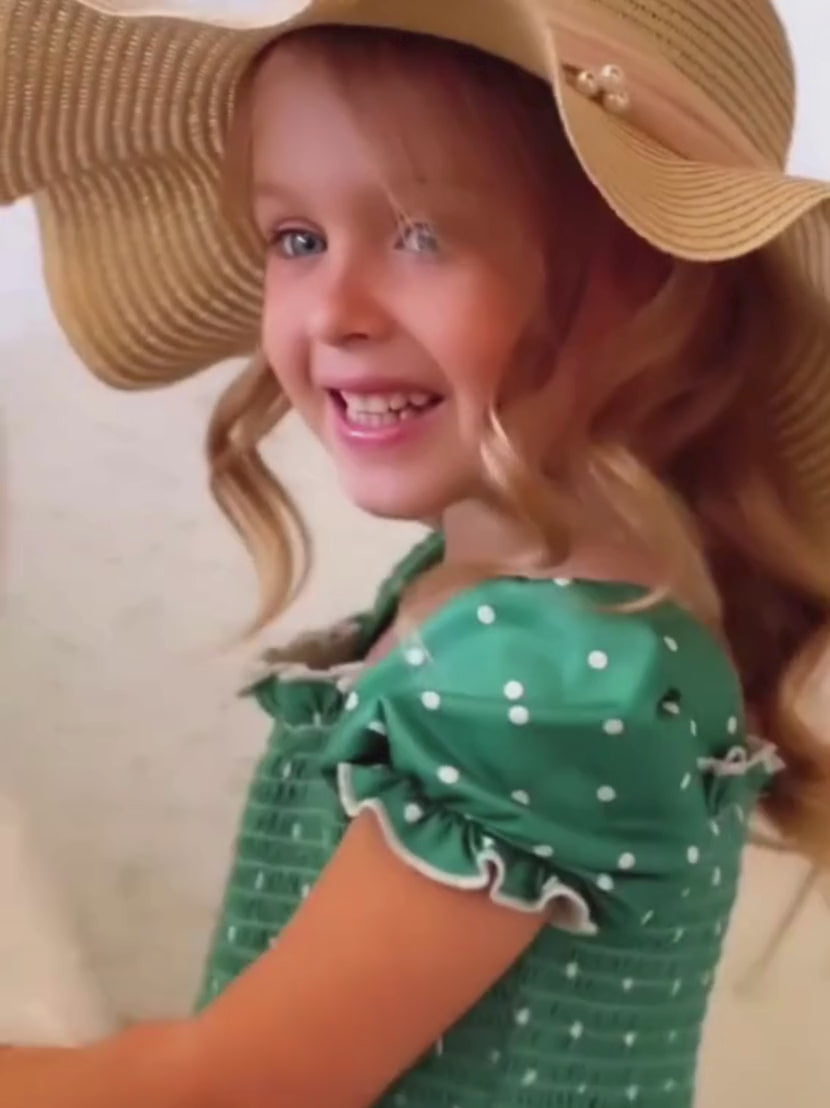 More Sunny Days Polka Dot Smocked Dress