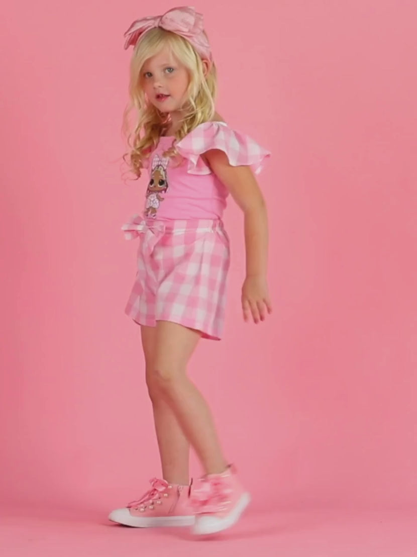 L.O.L. SURPRISE! x Mia Belle Girls Cheery Cherry Plaid Short Set