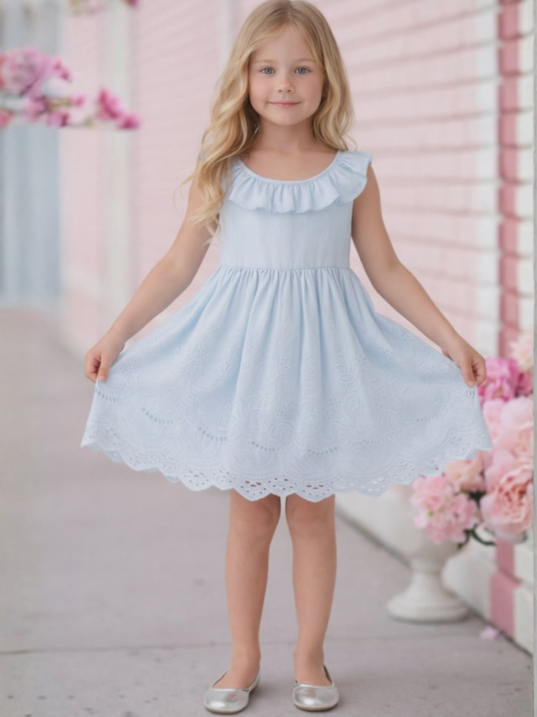 Breezy Baby Doll Eyelet Ruffle Dress