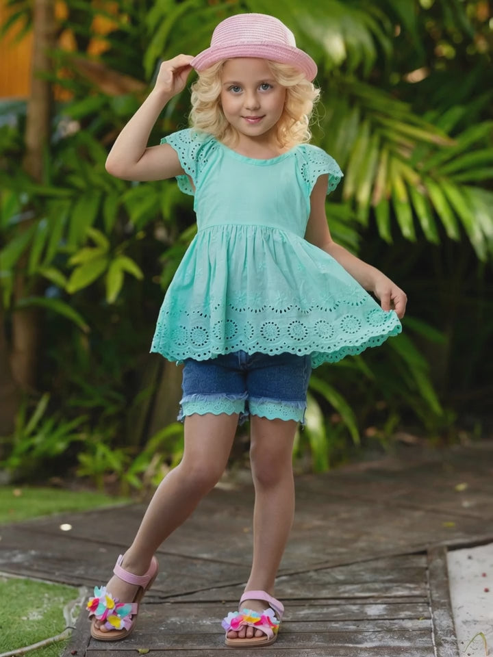 Little Miss Sunshine Top and Denim Shorts Set
