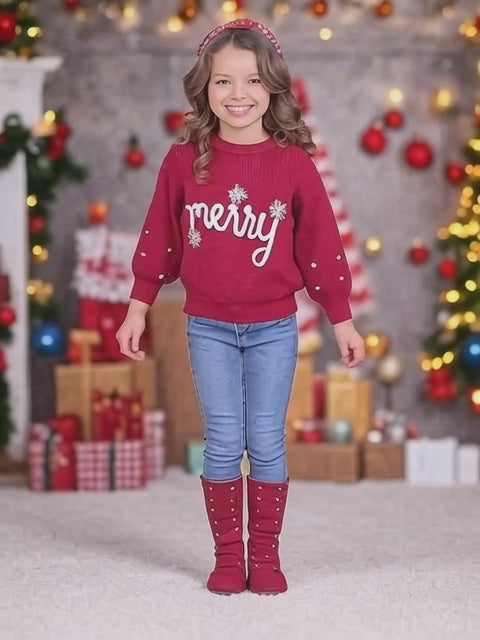 Mommy and Me Snowflake Merry Christmas Sweater