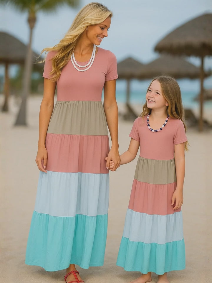 Mommy and Me Coastal Striped Maxi Dress