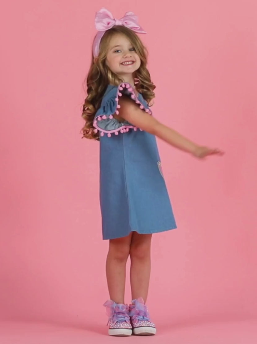 L.O.L. SURPRISE! x Mia Belle Girls Miss Puppy Denim Dress