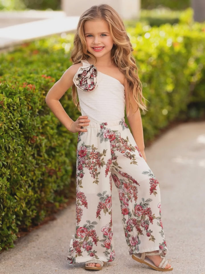 Blooming Beauty One-Shoulder Top and Floral Pants Set