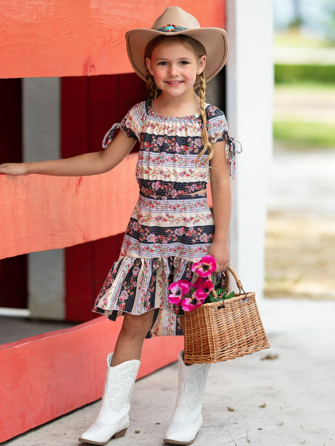 Warm Welcome Patchwork Hi-Lo Skirt Set Mia Belle Girls