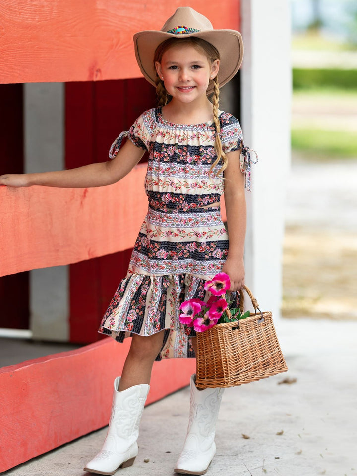 Warm Welcome Patchwork Hi-Lo Skirt Set Mia Belle Girls