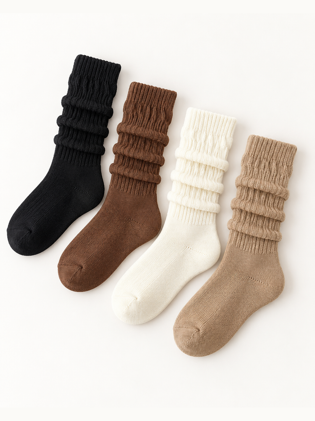 Cozy Days 4-Pack Neutral Crew Socks