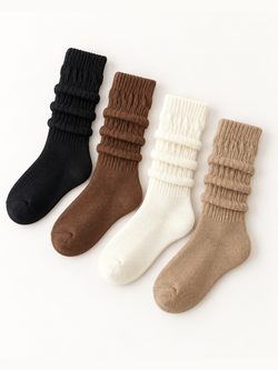 Cozy Days 4-Pack Neutral Crew Socks