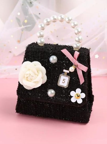 Little Girls Accessories | Cute Coco Inspired Tweed Pearl Handbag