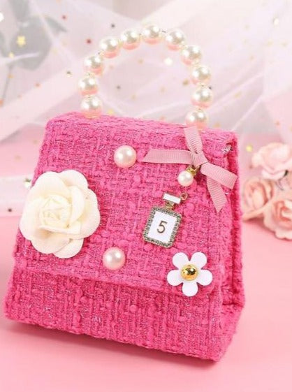 Little Girls Accessories | Cute Coco Inspired Tweed Pearl Handbag