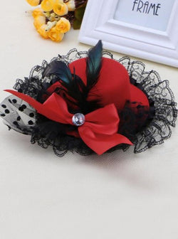 Girls Feather and Lace Mini Top Hat