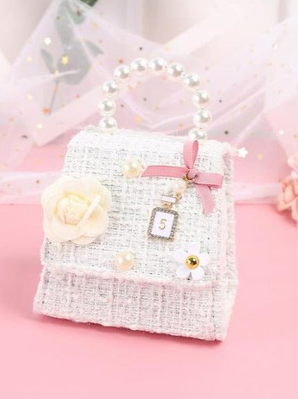 Little Girls Accessories | Cute Coco Inspired Tweed Pearl Handbag