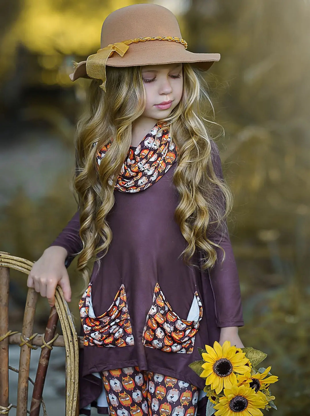 Toddler Fall Outfits | Girls Slouch Pocket Tunic, Legging & Scarf Set