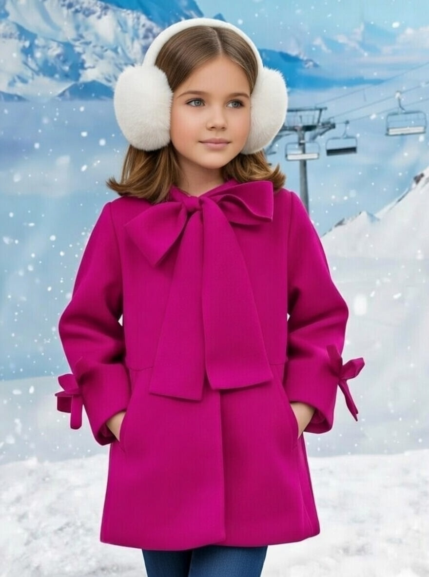 Candy Berry Bow Pink Dress Coat