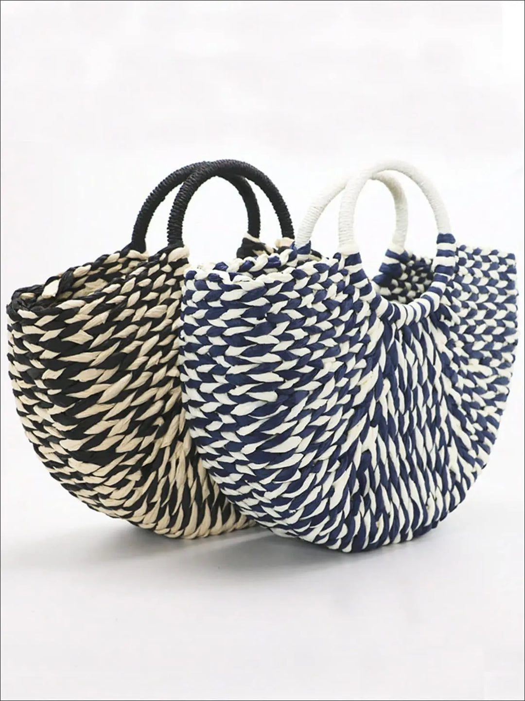 Womens Summer Handmade Half Circle Rattan Handbag - Womens Accessories