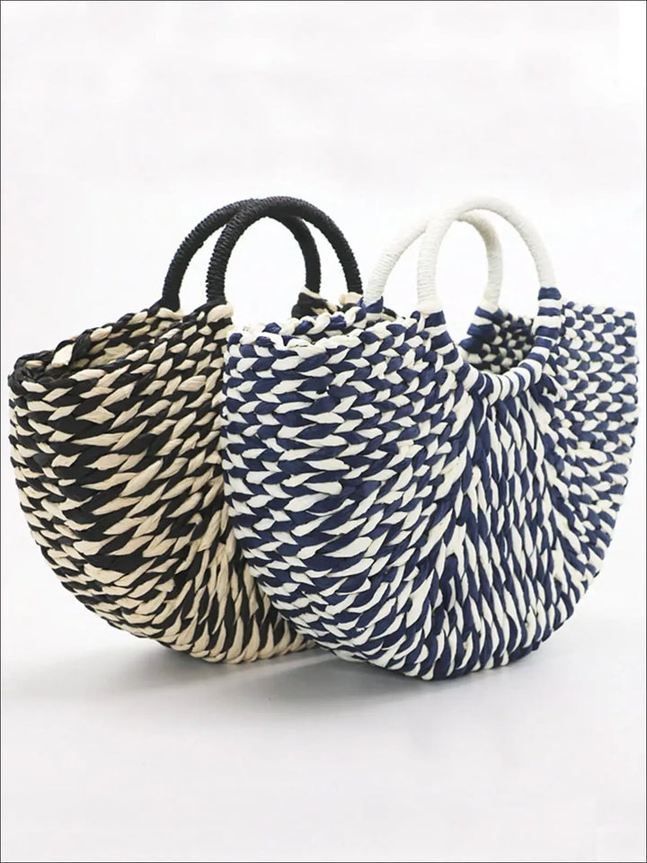 Womens Summer Handmade Half Circle Rattan Handbag - Womens Accessories