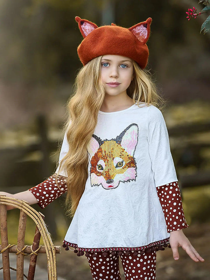 Girls Cuffed Long Sleeve Applique Swing Tunic And Legging Set Mia Belle Girls